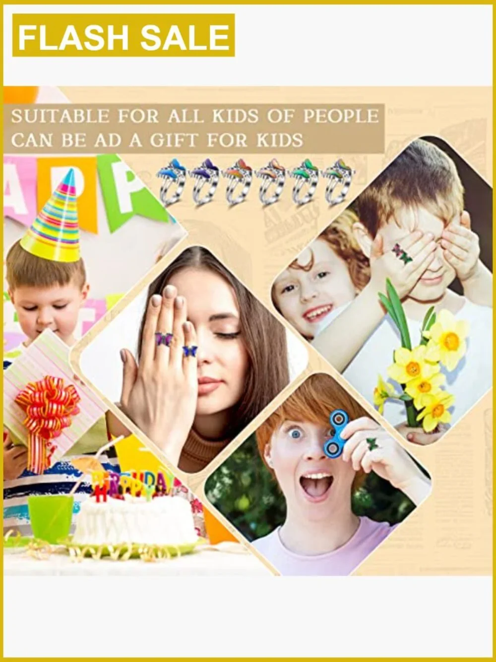 30 Pack Adjustable Mood Rings Butterfly Color Changing Rings for Kids Party